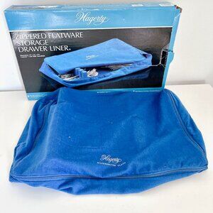 HAGERTY ZIPPERED FLATWARE STORAGE DRAWER LINER WITH BOX STERLING SILVER